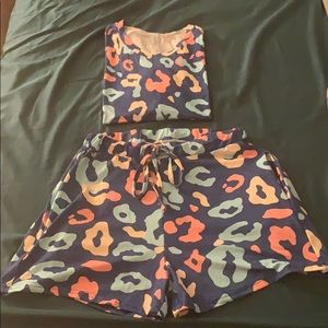 NWOT Short Sleeve V Neck Leopard Pajama Loungewear